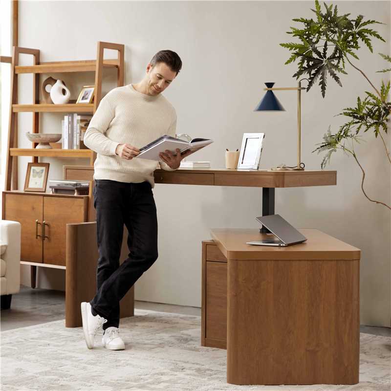 Bureau électrique réglable en hauteur avec plateau secondaire rotatif à 360° et prise escamotable | Acorn / Seadrift | Simple