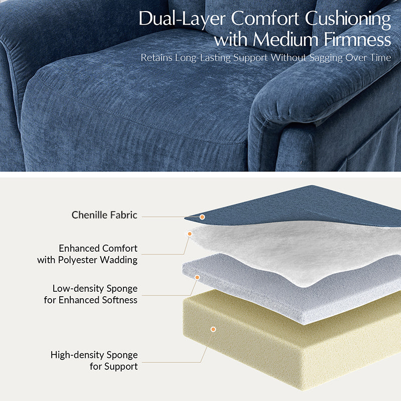 Fauteuil inclinable releveur avec massage dorsal par airbag, thérapie chauffante et support tête et lombaire réglables | Bleu marine / Beige | Monoplace