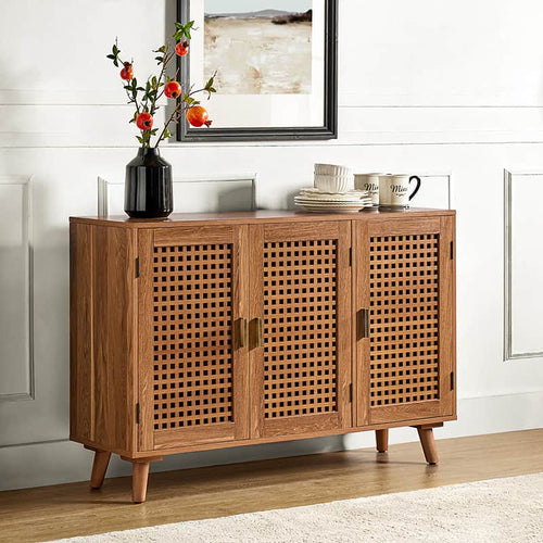Buffet 3 portes avec pieds inclinés et poignées en bronze | Noyer / Noir / Expresso | Individuel