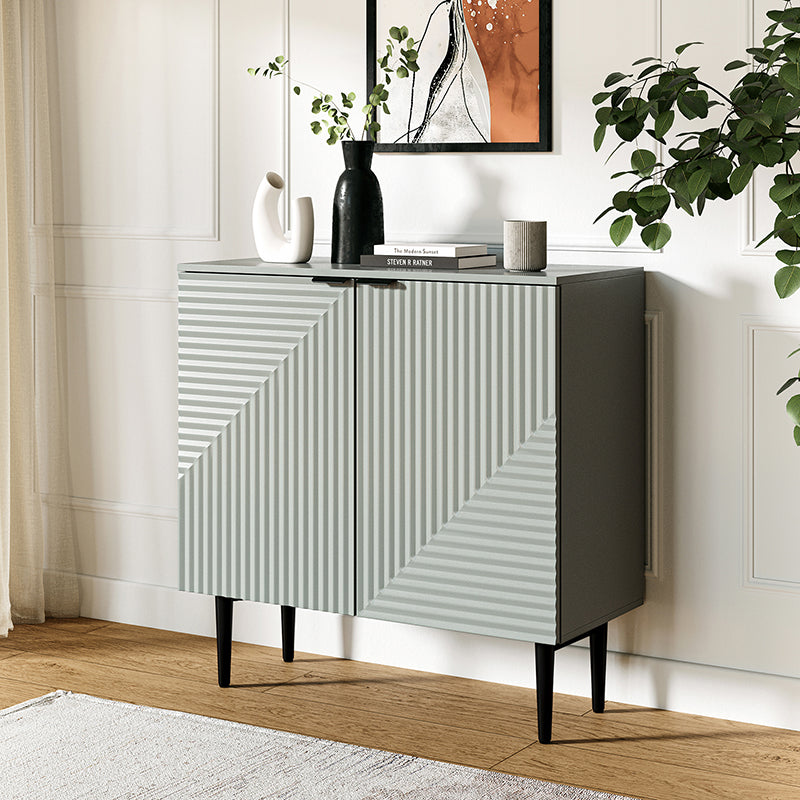 Armoire d'appoint linéaire à 2 portes et 4 étagères amovibles avec pieds en métal noir, 89 cm de haut | Marine / Gris / Noir / Blanc | Individuel