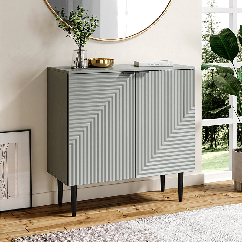 Armoire d'appoint linéaire à 2 portes et 4 étagères amovibles avec pieds en métal noir, 89 cm de haut | Marine / Gris / Noir / Blanc | Individuel