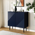 Armoire d'appoint linéaire à 2 portes et 4 étagères amovibles avec pieds en métal noir, 89 cm de haut | Marine / Gris / Noir / Blanc | Individuel