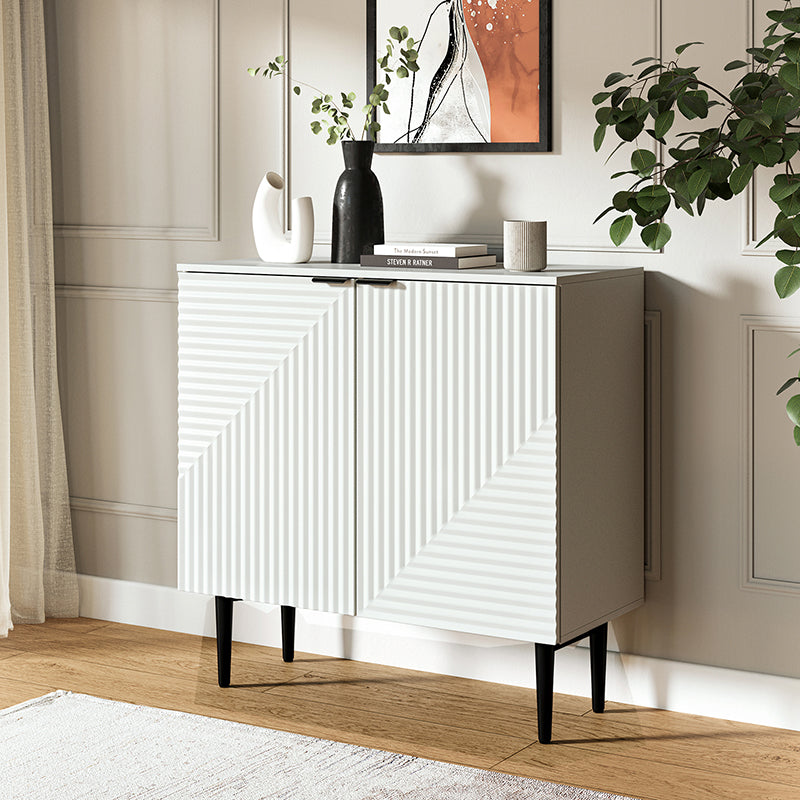 Armoire d'appoint linéaire à 2 portes et 4 étagères amovibles avec pieds en métal noir, 89 cm de haut | Marine / Gris / Noir / Blanc | Individuel