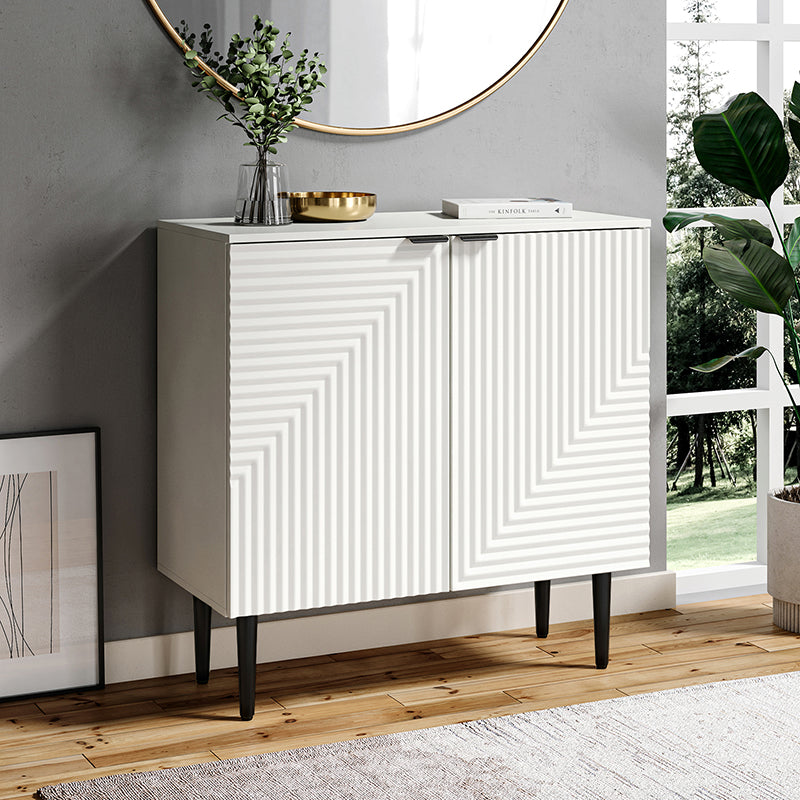 Armoire d'appoint linéaire à 2 portes et 4 étagères amovibles avec pieds en métal noir, 89 cm de haut | Marine / Gris / Noir / Blanc | Individuel