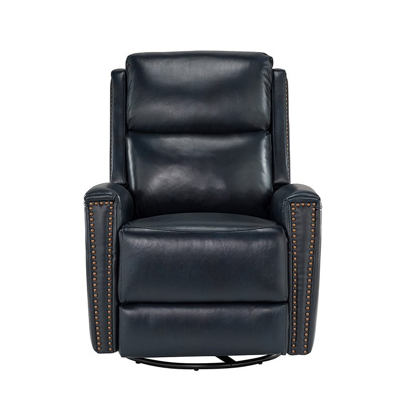 Fauteuil inclinable à dossier haut en cuir véritable avec clous décoratifs, ressorts en S et 3 positions manuelles | Bourgogne / Chameau / Marron / Noir / Tourterelle / Bleu marine / Beige / Sauge / Taupe | Fauteuil simple