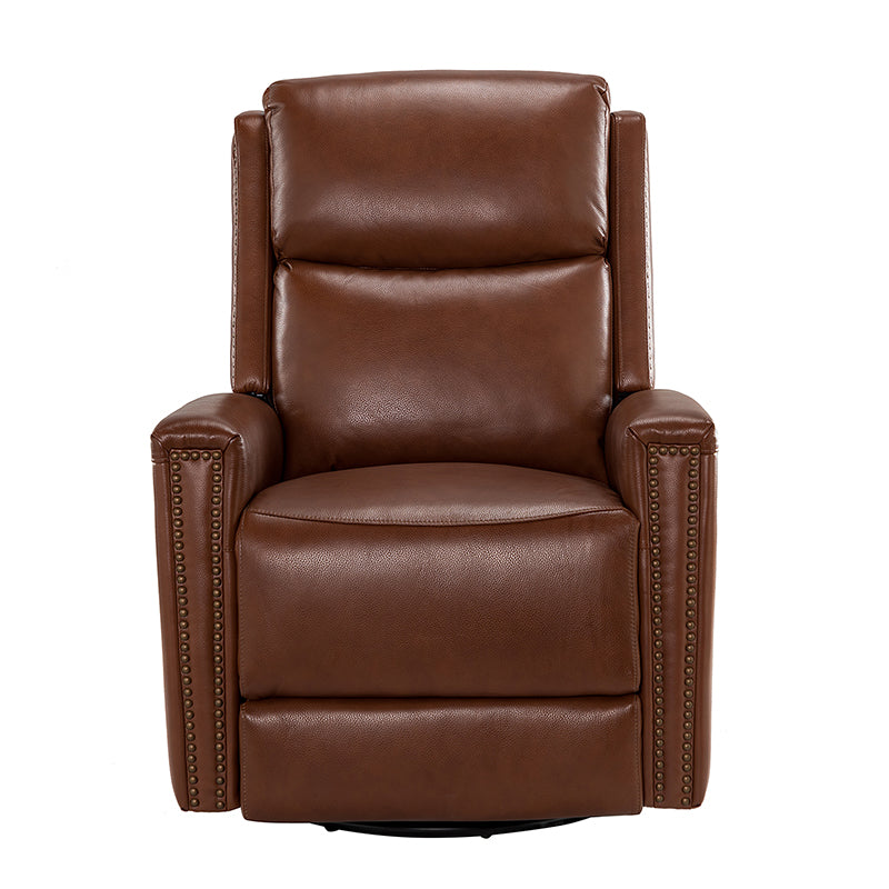 Fauteuil inclinable à dossier haut en cuir véritable avec clous décoratifs, ressorts en S et 3 positions manuelles | Bourgogne / Chameau / Marron / Noir / Tourterelle / Bleu marine / Beige / Sauge / Taupe | Fauteuil simple