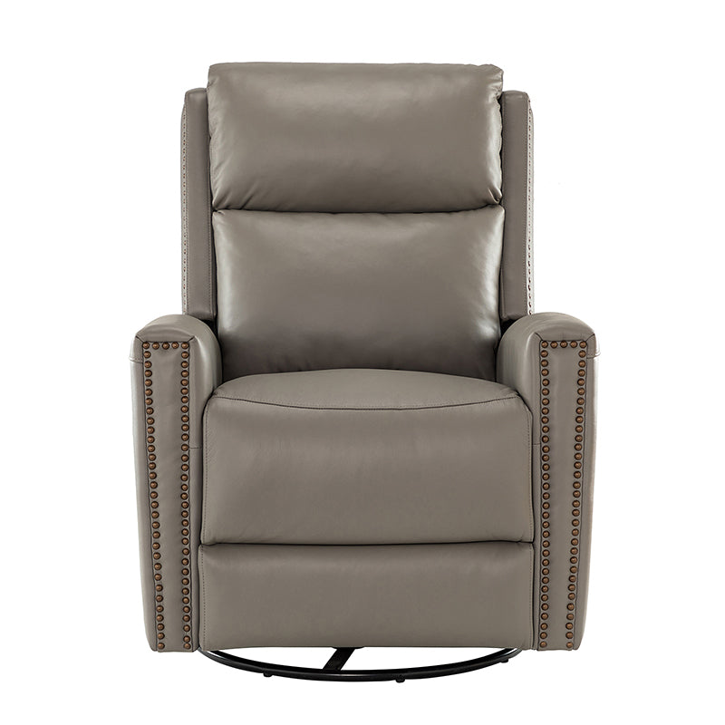 Fauteuil inclinable à dossier haut en cuir véritable avec clous décoratifs, ressorts en S et 3 positions manuelles | Bourgogne / Chameau / Marron / Noir / Tourterelle / Bleu marine / Beige / Sauge / Taupe | Fauteuil simple