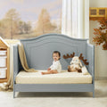 Lit de bébé convertible 5-en-1 avec berceau à bascule, lit de tout-petit, lit de repos et conversion en bureau | Blanc / Gris | Simple