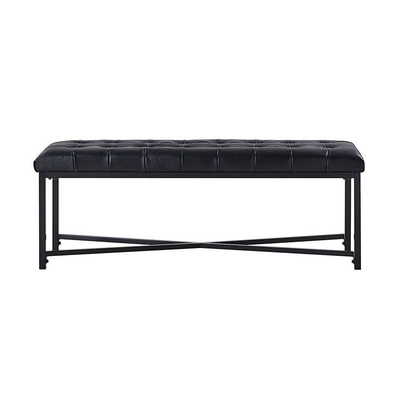 Banc de rangement en cuir pleine fleur avec capitonnage, plateau relevable et pieds en métal | Beige / Noir / Marron | Simple
