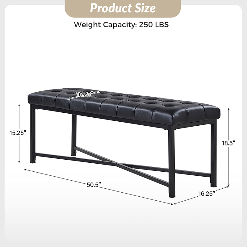 Banc de rangement en cuir pleine fleur avec capitonnage, plateau relevable et pieds en métal | Beige / Noir / Marron | Simple