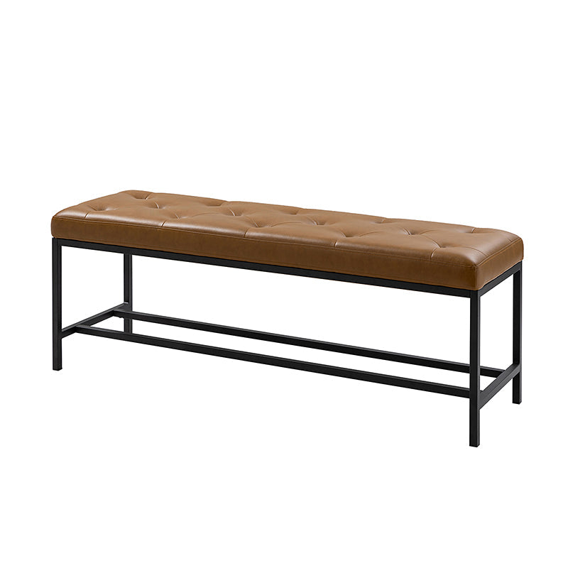 Banc rembourré capitonné avec pieds en métal noir | Camel / Noir / Beige | Unique