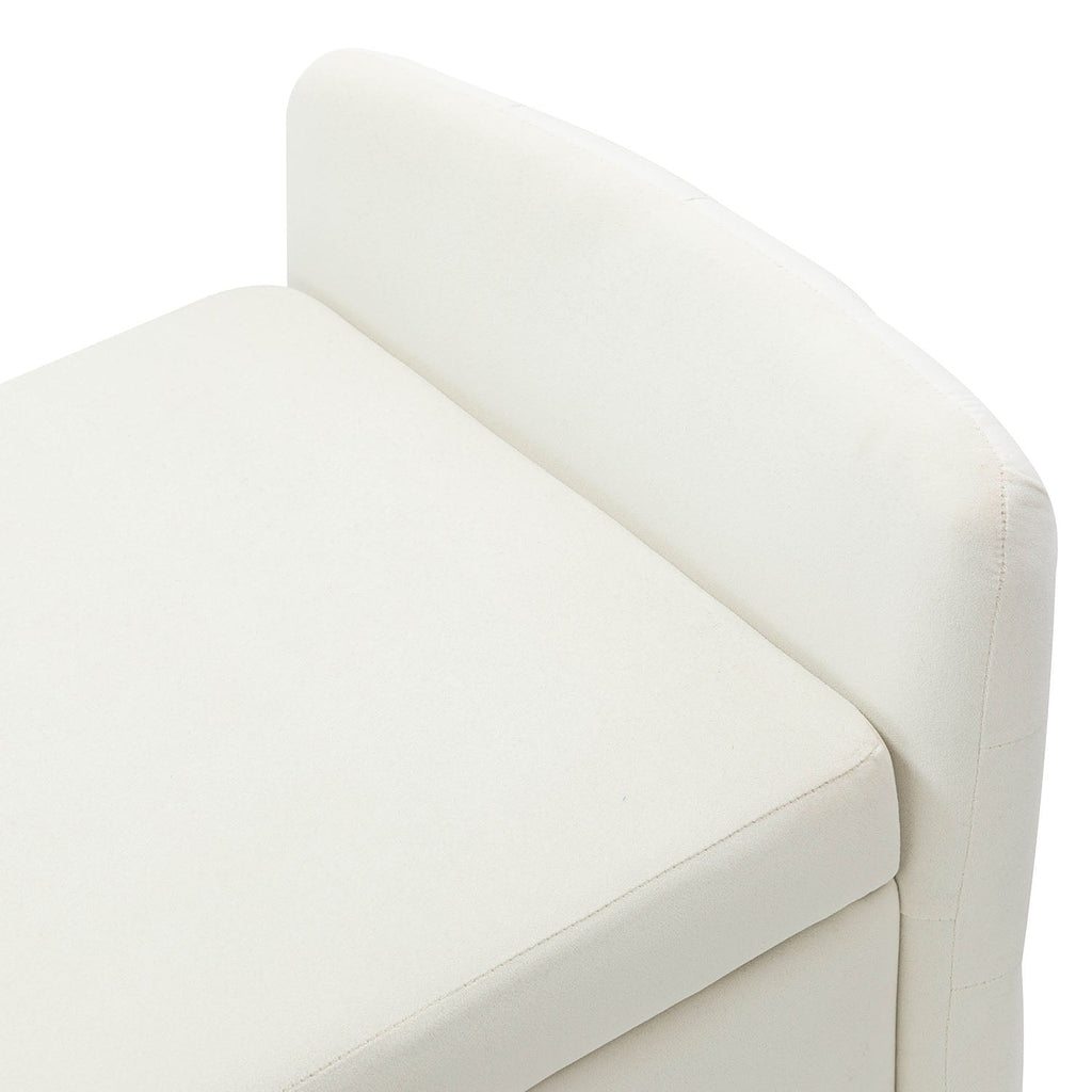 Banc de rangement capitonné avec accoudoirs, dessus relevable, rembourrage en mousse et pieds dorés | Ivoire / Moutarde / Noir / Bleu marine / Sarcelle | Simple