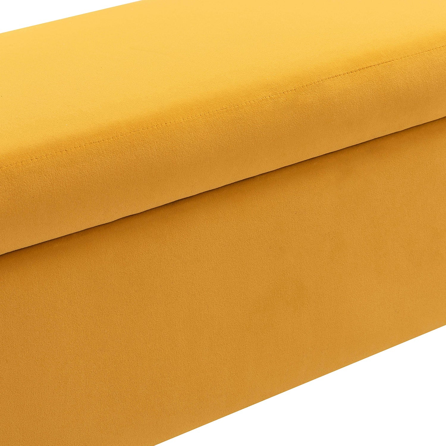 Banc de rangement capitonné avec accoudoirs, dessus relevable, rembourrage en mousse et pieds dorés | Ivoire / Moutarde / Noir / Bleu marine / Sarcelle | Simple