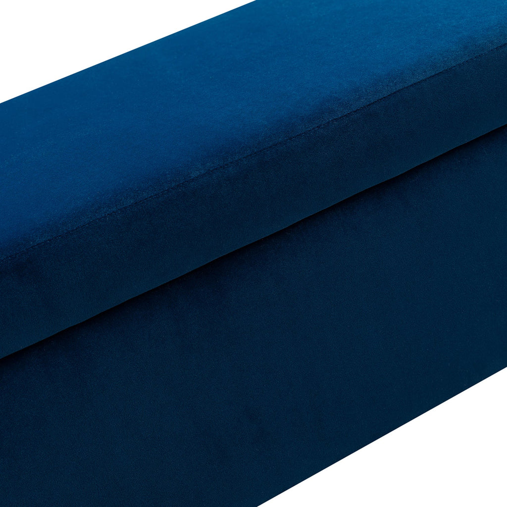 Banc de rangement capitonné avec accoudoirs, dessus relevable, rembourrage en mousse et pieds dorés | Ivoire / Moutarde / Noir / Bleu marine / Sarcelle | Simple