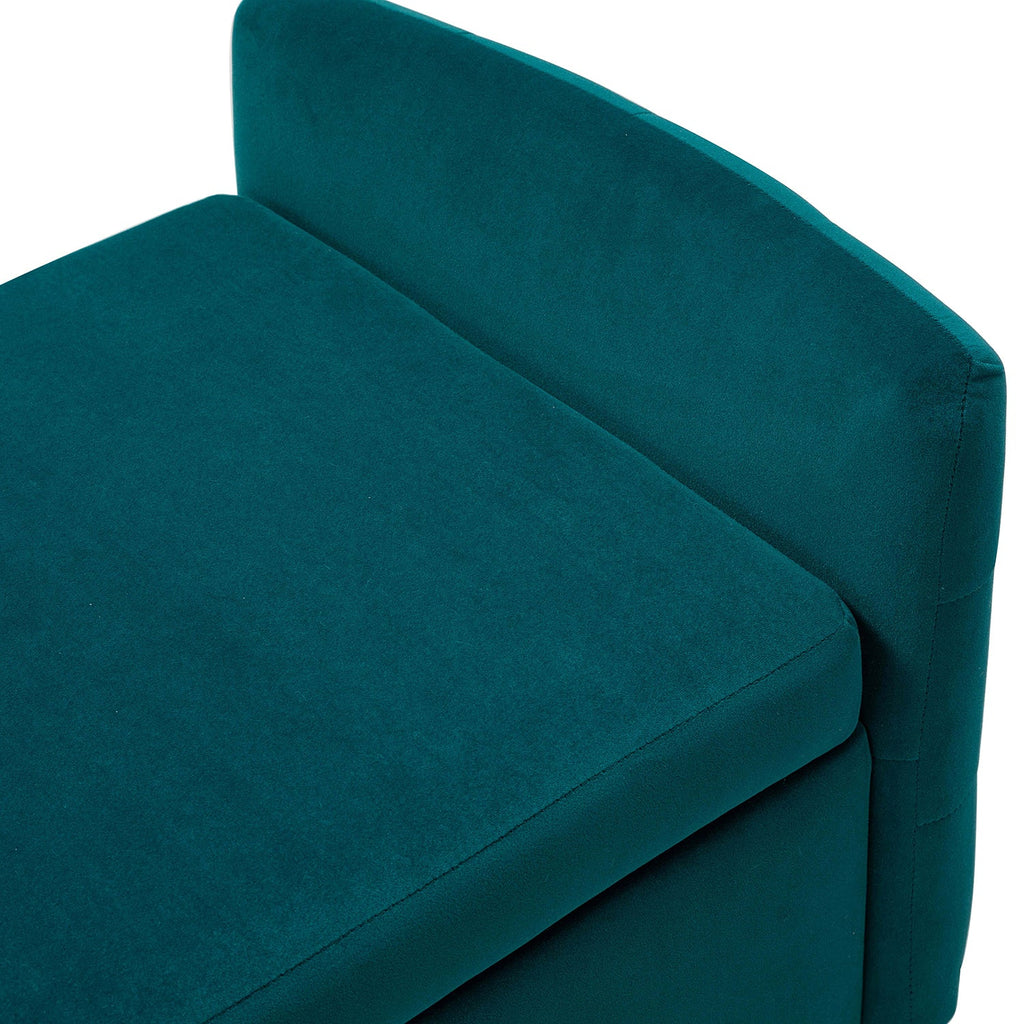 Banc de rangement capitonné avec accoudoirs, dessus relevable, rembourrage en mousse et pieds dorés | Ivoire / Moutarde / Noir / Bleu marine / Sarcelle | Simple