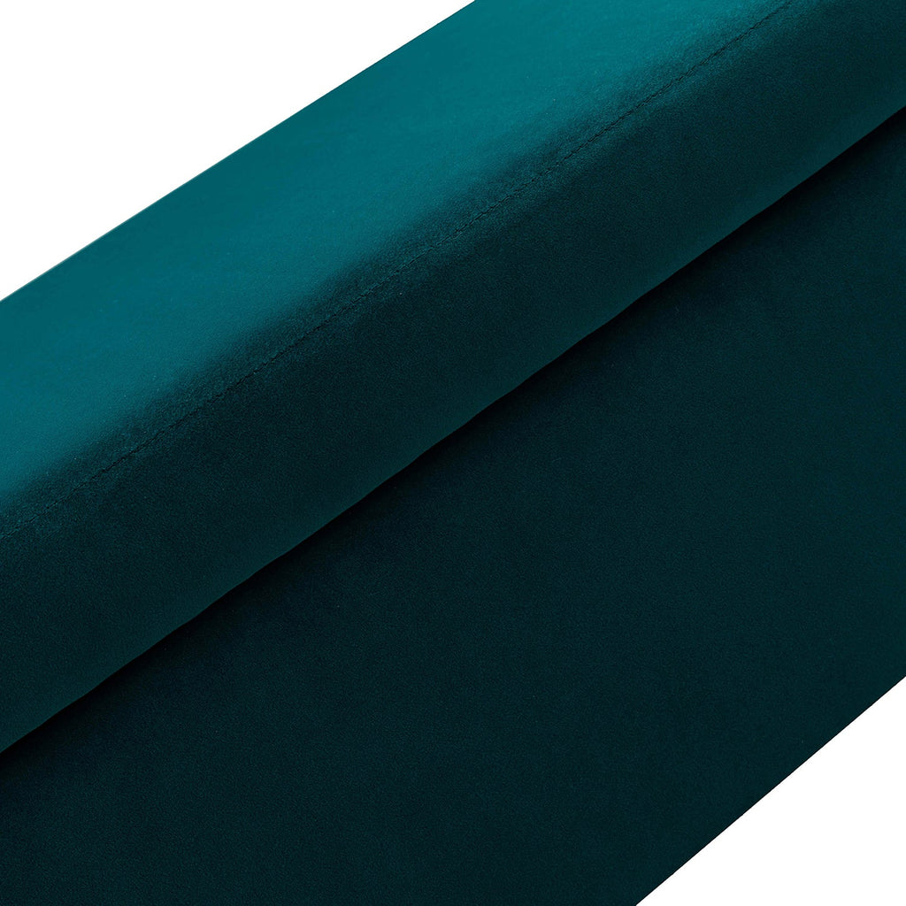 Banc de rangement capitonné avec accoudoirs, dessus relevable, rembourrage en mousse et pieds dorés | Ivoire / Moutarde / Noir / Bleu marine / Sarcelle | Simple