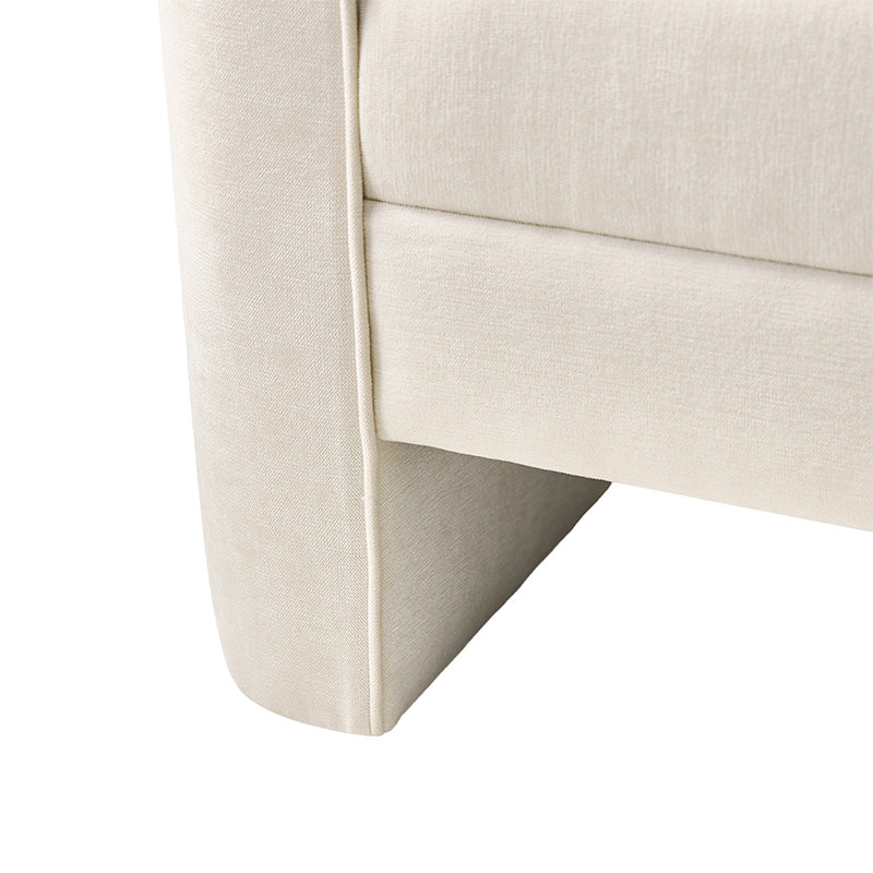 Banc de rangement capitonné en chenille moderne de 145 cm avec bords passepoilés, accoudoirs et coussin en mousse | Gris / Beige / Sauge / Noir | Simple