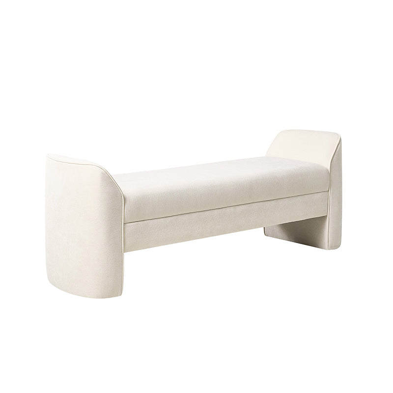 Banc de rangement capitonné en chenille moderne de 145 cm avec bords passepoilés, accoudoirs et coussin en mousse | Gris / Beige / Sauge / Noir | Simple