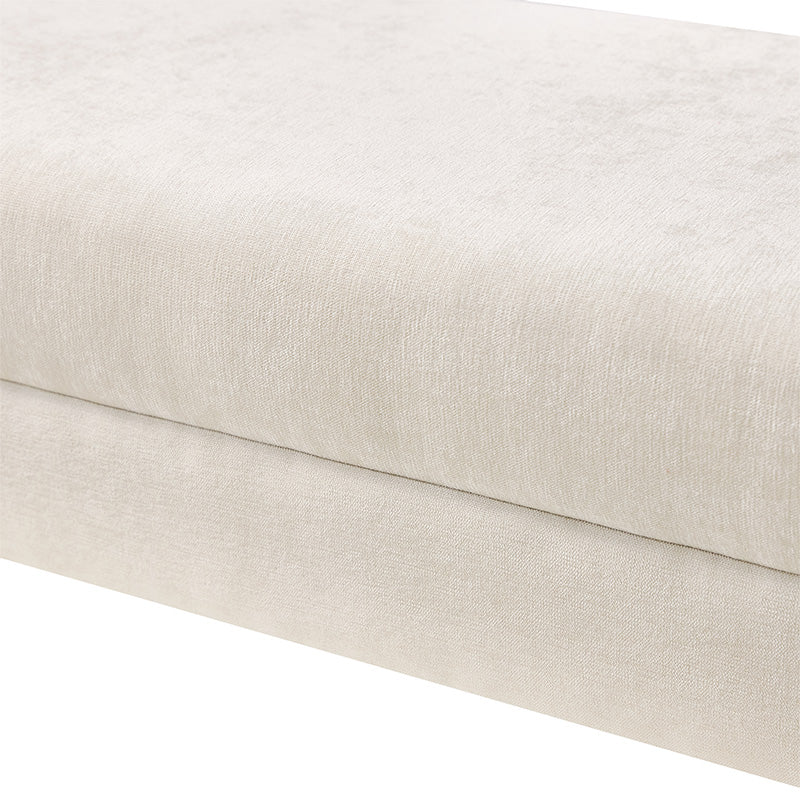 Banc de rangement capitonné en chenille moderne de 145 cm avec bords passepoilés, accoudoirs et coussin en mousse | Gris / Beige / Sauge / Noir | Simple