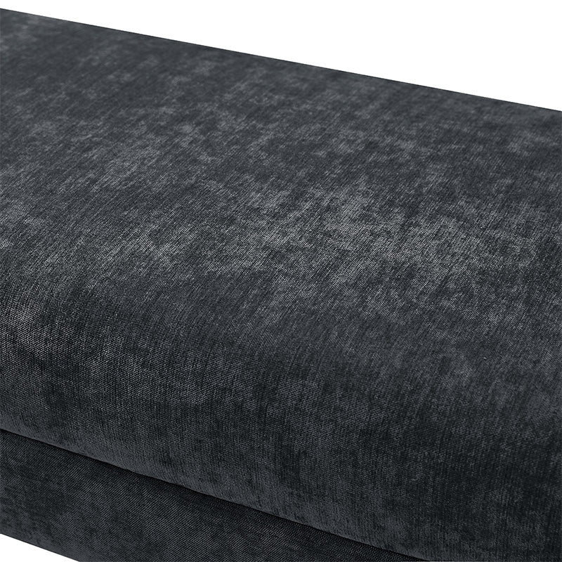 Banc de rangement capitonné en chenille moderne de 145 cm avec bords passepoilés, accoudoirs et coussin en mousse | Gris / Beige / Sauge / Noir | Simple