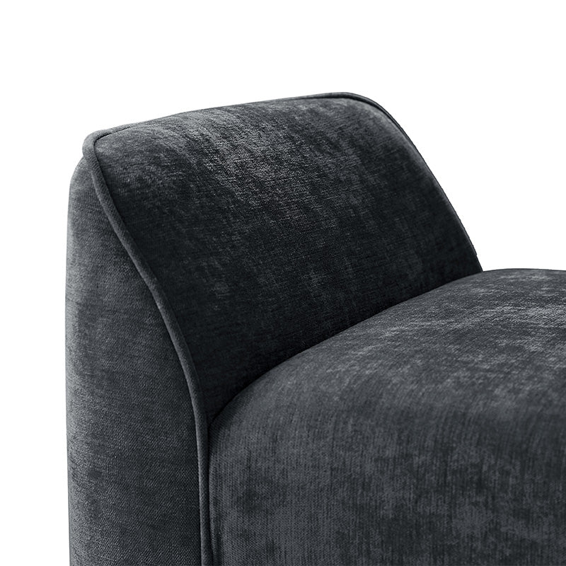 Banc de rangement capitonné en chenille moderne de 145 cm avec bords passepoilés, accoudoirs et coussin en mousse | Gris / Beige / Sauge / Noir | Simple