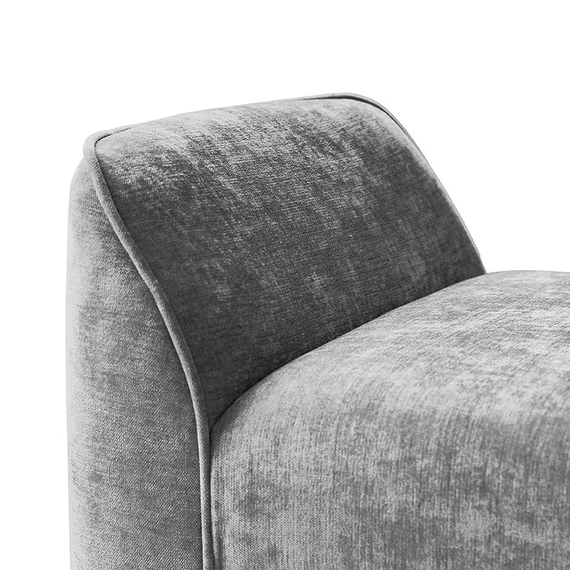 Banc de rangement capitonné en chenille moderne de 145 cm avec bords passepoilés, accoudoirs et coussin en mousse | Gris / Beige / Sauge / Noir | Simple