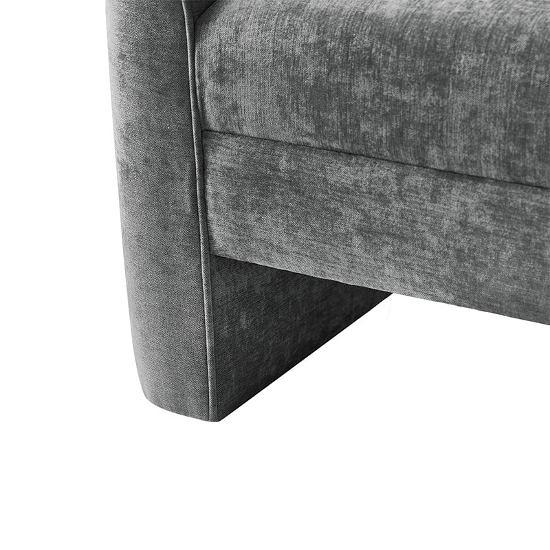 Banc de rangement capitonné en chenille moderne de 145 cm avec bords passepoilés, accoudoirs et coussin en mousse | Gris / Beige / Sauge / Noir | Simple