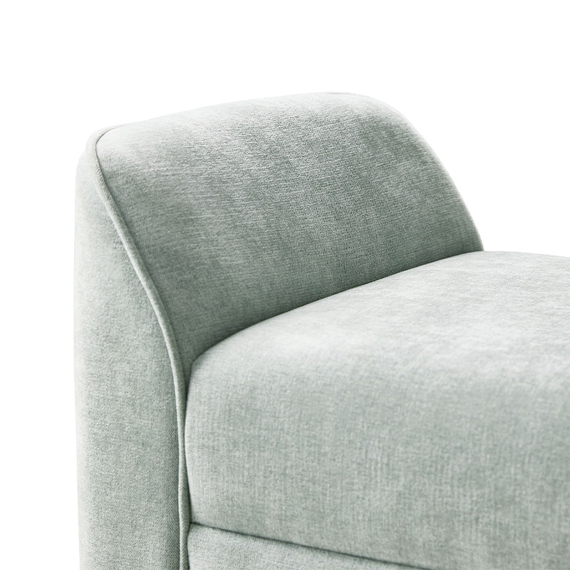 Banc de rangement capitonné en chenille moderne de 145 cm avec bords passepoilés, accoudoirs et coussin en mousse | Gris / Beige / Sauge / Noir | Simple