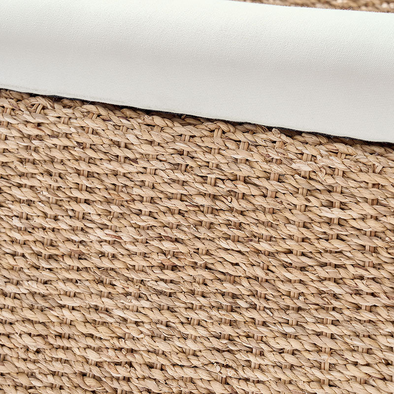 Banc de rangement en rotin à couvercle relevable avec coussin rembourré, accoudoirs et pieds effilés en bois massif | Naturel | Individuel