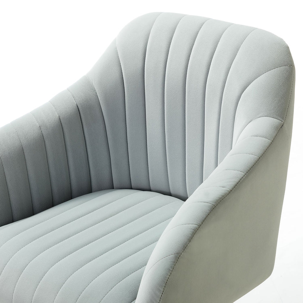 Chaise de bureau en velours matelassé avec dossier ouvert, hauteur réglable et base en métal doré à 5 branches | sarcelle / rose / havane / vert / noir / bleu / violet / gris / ivoire / marine / fuchsia | siège unique