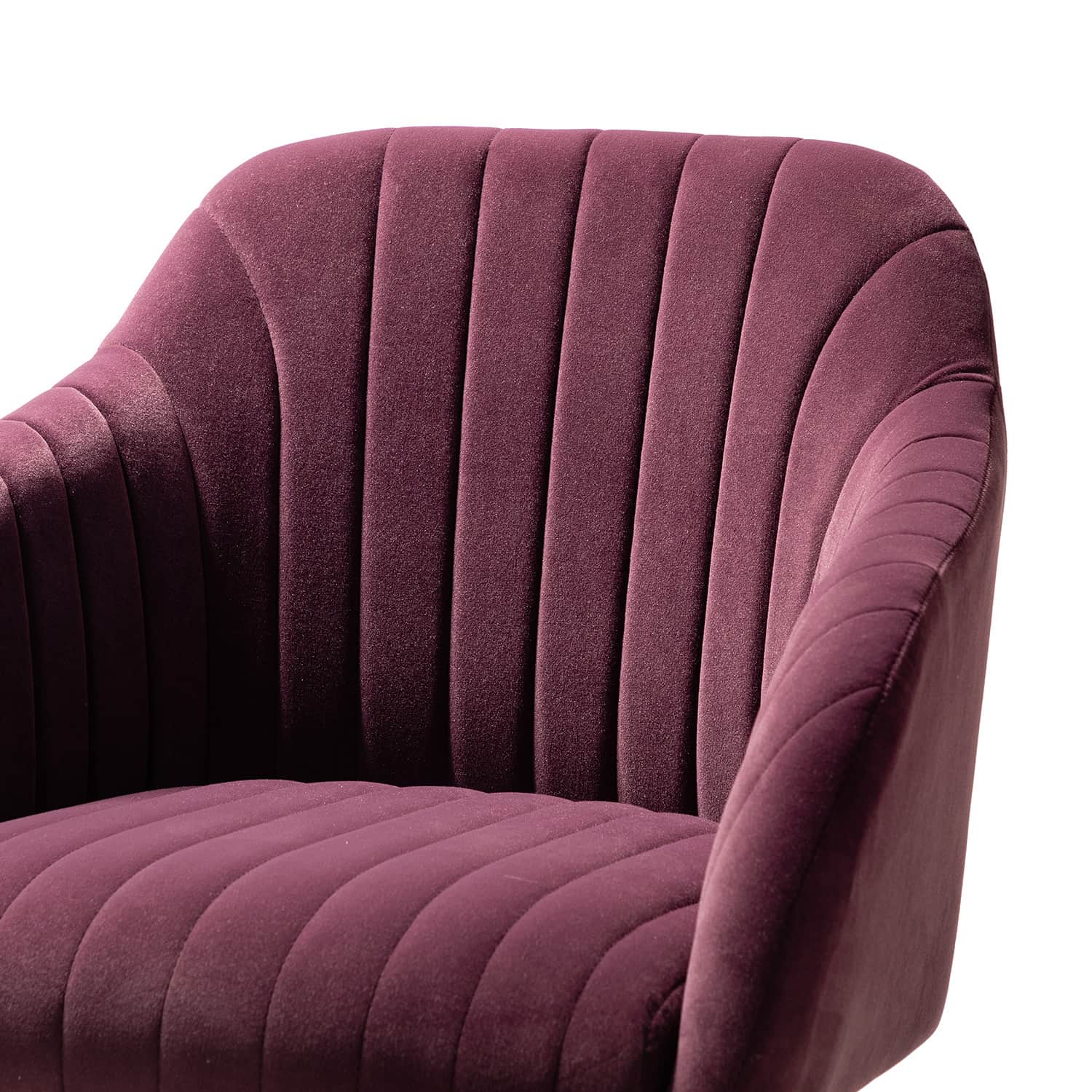 Chaise de bureau en velours matelassé avec dossier ouvert, hauteur réglable et base en métal doré à 5 branches | sarcelle / rose / havane / vert / noir / bleu / violet / gris / ivoire / marine / fuchsia | siège unique