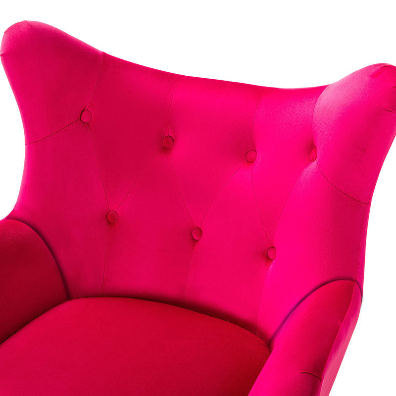 Fauteuil à oreilles en velours capitonné avec accoudoirs évasés, rembourrage en mousse et pieds en métal doré | Bleu marine / Orange / Moutarde / Sarcelle / Noir / Ivoire / Vert / Havane / Sauge / Bleu / Fuchsia | Siège unique