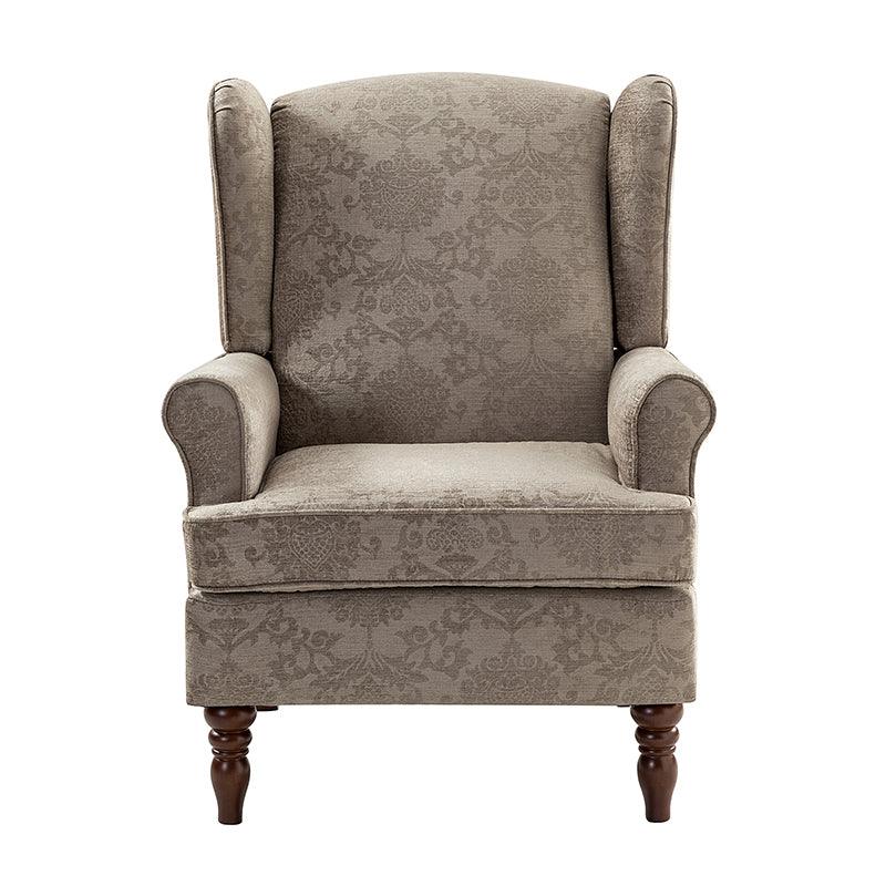 Fauteuil à oreilles avec revêtement en lin, coton et viscose, rembourrage en mousse et ressorts ensachés | Fauve / Bleu / Vert / Brocart | Monoplace
