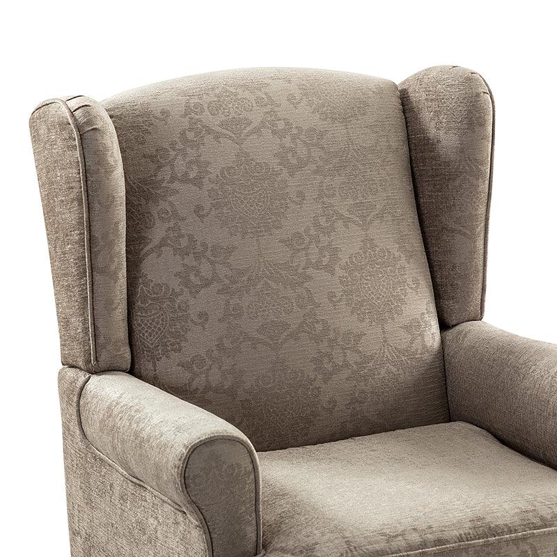 Fauteuil à oreilles avec revêtement en lin, coton et viscose, rembourrage en mousse et ressorts ensachés | Fauve / Bleu / Vert / Brocart | Monoplace