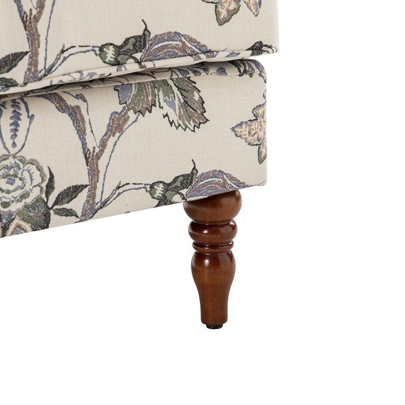 Fauteuil à oreilles avec revêtement en lin, coton et viscose, rembourrage en mousse et ressorts ensachés | Fauve / Bleu / Vert / Brocart | Monoplace