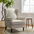 Fauteuil à oreilles avec revêtement en lin, coton et viscose, rembourrage en mousse et ressorts ensachés | Fauve / Bleu / Vert / Brocart | Monoplace