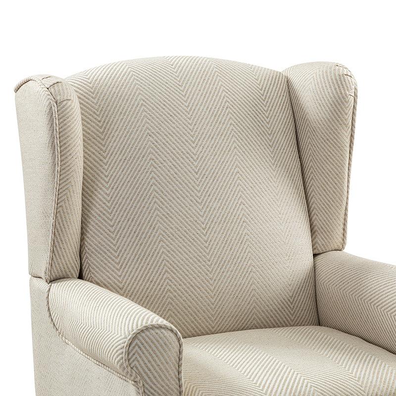 Fauteuil à oreilles avec revêtement en lin, coton et viscose, rembourrage en mousse et ressorts ensachés | Fauve / Bleu / Vert / Brocart | Monoplace