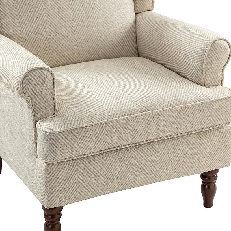 Fauteuil à oreilles avec revêtement en lin, coton et viscose, rembourrage en mousse et ressorts ensachés | Fauve / Bleu / Vert / Brocart | Monoplace