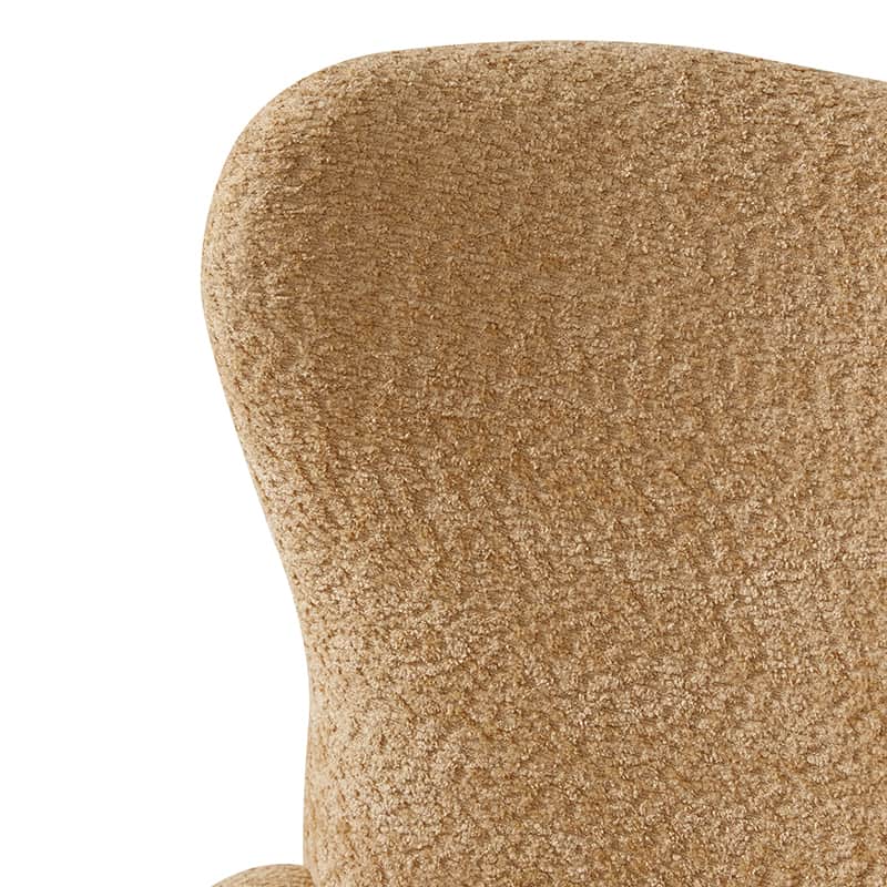 Fauteuil à oreilles avec accoudoirs encastrés, coussin amovible, garnissage en mousse et pieds en hévéa | Blanc / Ivoire / Gris / Chameau | Siège unique