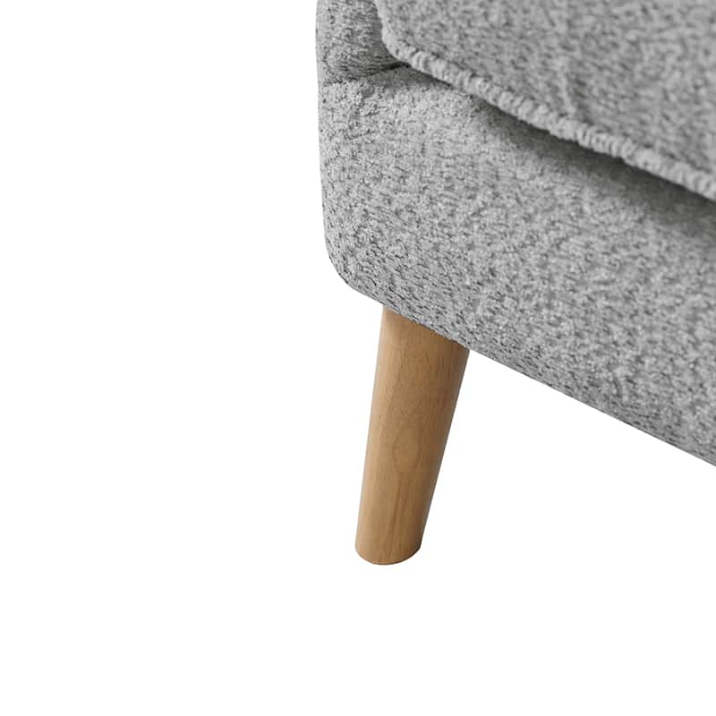Fauteuil à oreilles avec accoudoirs encastrés, coussin amovible, garnissage en mousse et pieds en hévéa | Blanc / Ivoire / Gris / Chameau | Siège unique