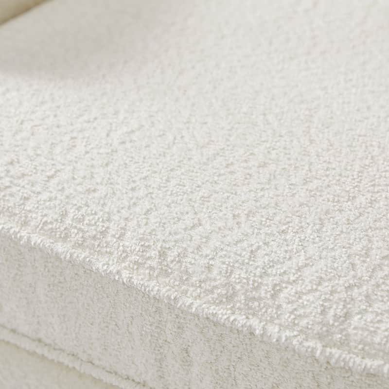 Fauteuil à oreilles avec accoudoirs encastrés, coussin amovible, garnissage en mousse et pieds en hévéa | Blanc / Ivoire / Gris / Chameau | Siège unique
