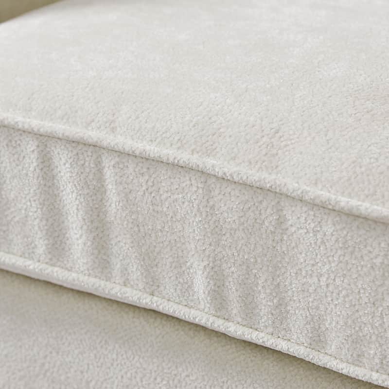 Fauteuil à oreilles avec accoudoirs encastrés, coussin amovible, garnissage en mousse et pieds en hévéa | Blanc / Ivoire / Gris / Chameau | Siège unique