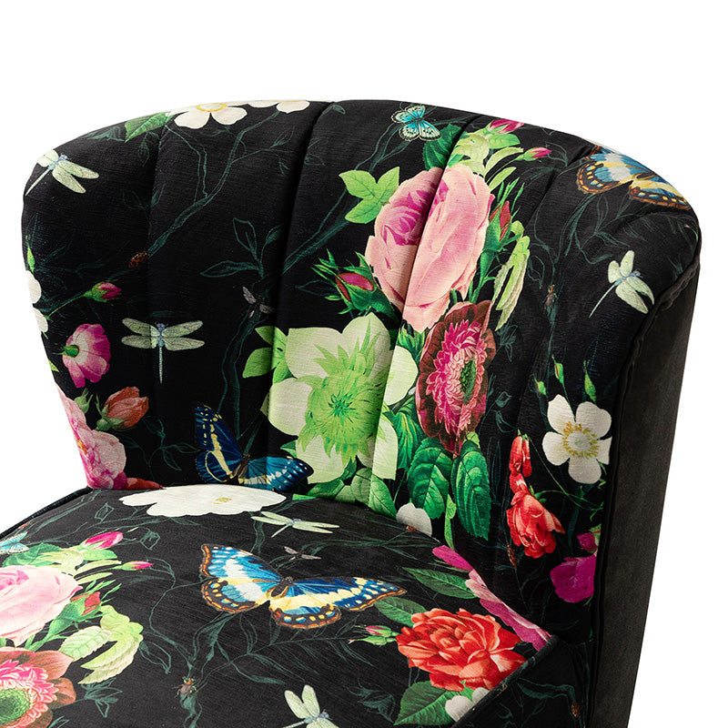 Fauteuil club touffeté en polyester avec rembourrage en mousse et pieds coniques en métal doré | Noir / Ivoire / Vert / Bleu / Jaune | Monoplace