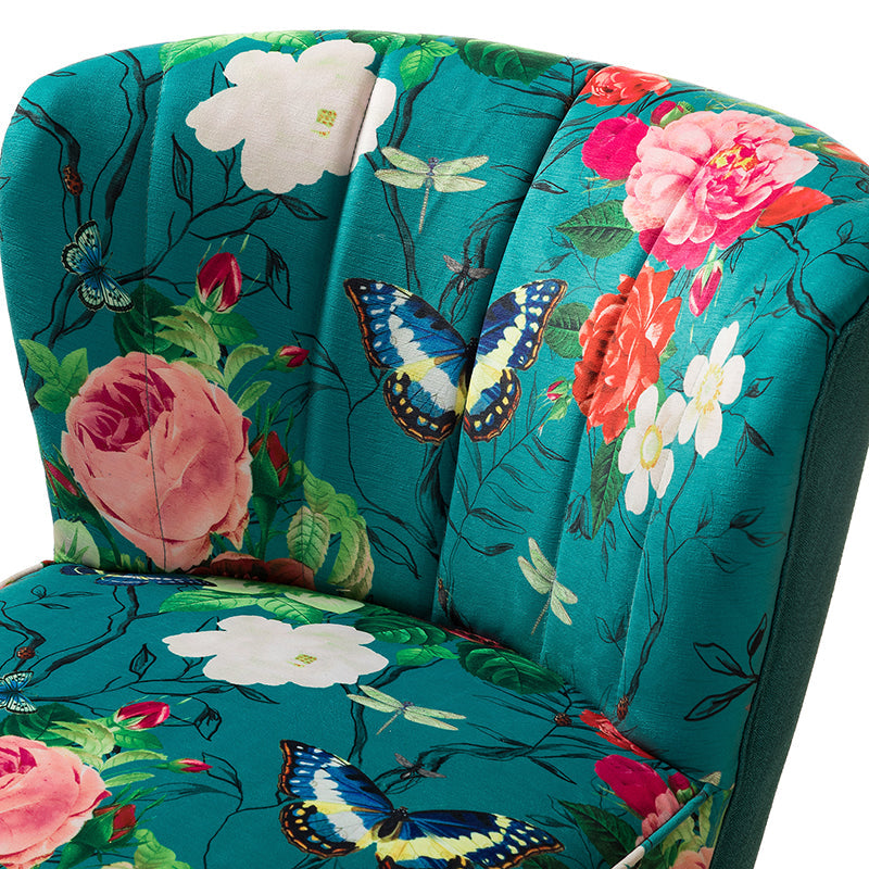 Fauteuil club touffeté en polyester avec rembourrage en mousse et pieds coniques en métal doré | Noir / Ivoire / Vert / Bleu / Jaune | Monoplace