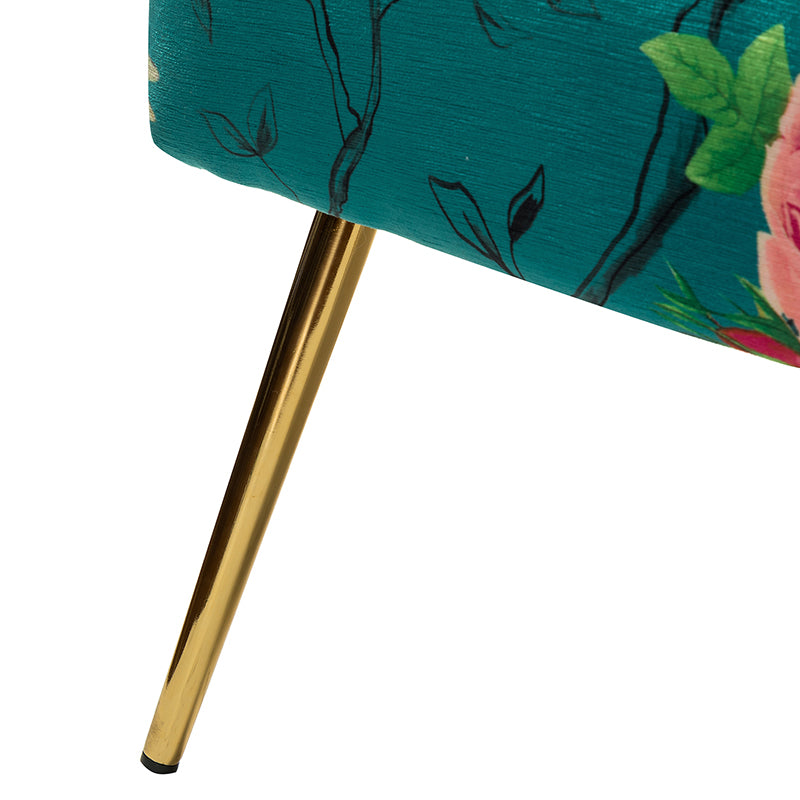 Fauteuil club touffeté en polyester avec rembourrage en mousse et pieds coniques en métal doré | Noir / Ivoire / Vert / Bleu / Jaune | Monoplace