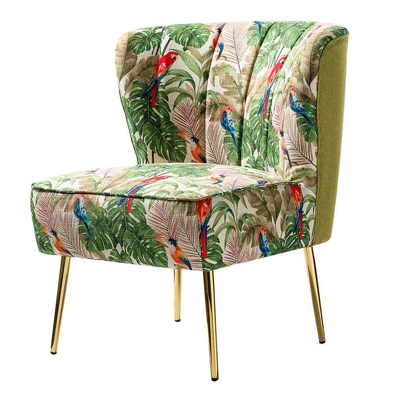 Fauteuil club touffeté en polyester avec rembourrage en mousse et pieds coniques en métal doré | Noir / Ivoire / Vert / Bleu / Jaune | Monoplace