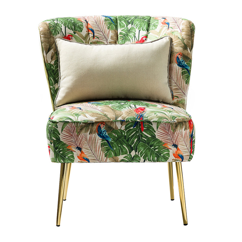 Fauteuil club touffeté en polyester avec rembourrage en mousse et pieds coniques en métal doré | Noir / Ivoire / Vert / Bleu / Jaune | Monoplace