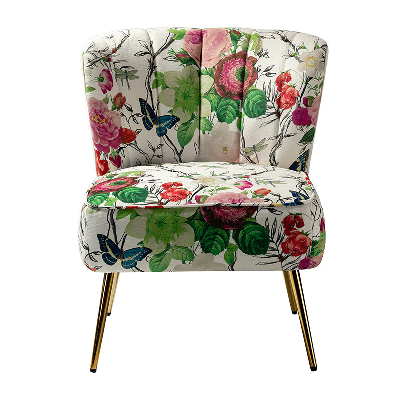 Fauteuil club touffeté en polyester avec rembourrage en mousse et pieds coniques en métal doré | Noir / Ivoire / Vert / Bleu / Jaune | Monoplace