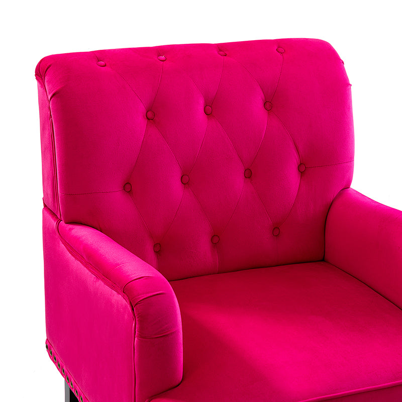 Fauteuil en velours avec rembourrage en mousse et pieds sculptés en bois massif noir | Bleu marine / Sarcelle / Fuchsia / Vert | Un seul siège