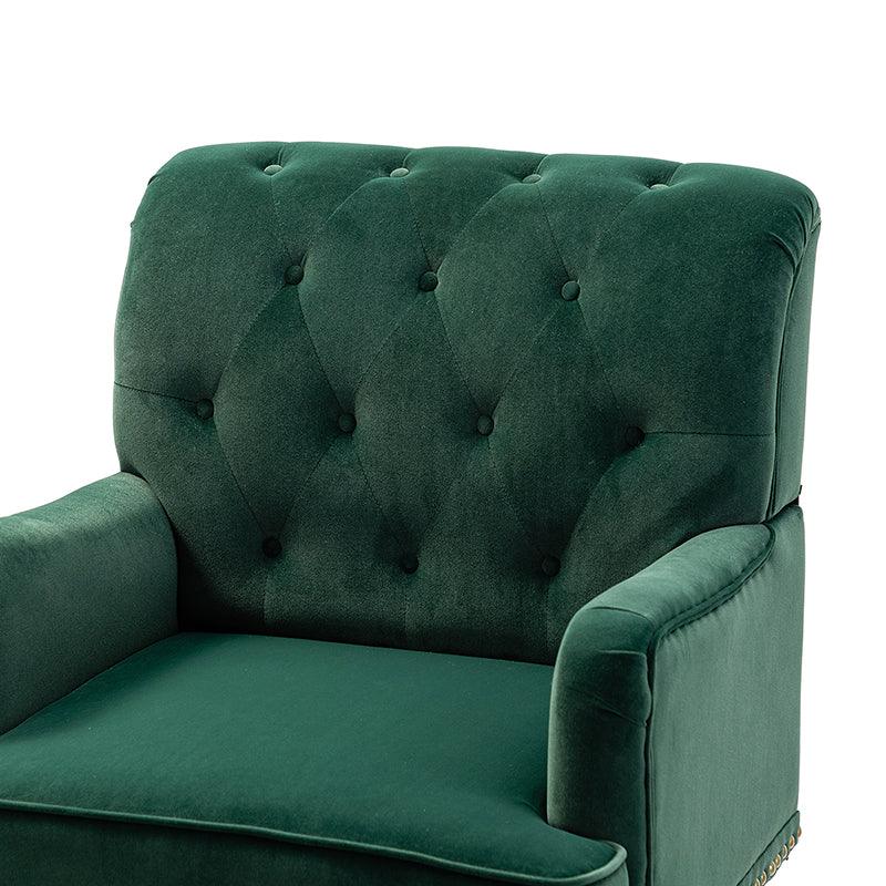 Fauteuil en velours avec rembourrage en mousse et pieds sculptés en bois massif noir | Bleu marine / Sarcelle / Fuchsia / Vert | Un seul siège